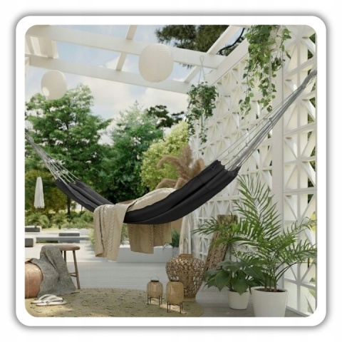 Hamak ogrodowy dwuosobowy turystyczny boho mocny 275x150 cm 240 kg