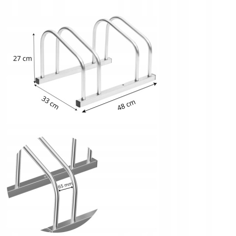 Stojak na rower rowery 2 stanowiska stal ocynkowana 48x33x27 cm