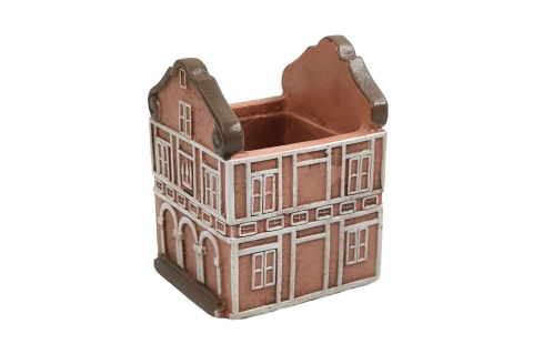Osłonka na kwiaty ceramiczna domek doniczka brzoskwiniowa