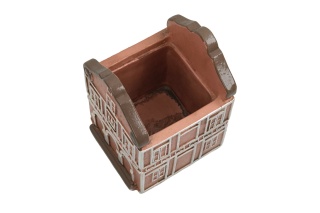 Osłonka na kwiaty ceramiczna domek doniczka brzoskwiniowa