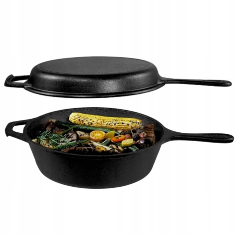 Rondel żeliwny z patelnią Hage 3w1 patelnia brytfanna garnek 26 cm indukcja