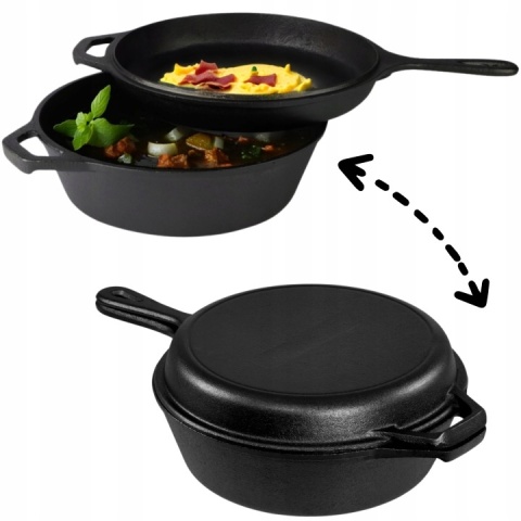 Rondel żeliwny z patelnią Hage 3w1 patelnia brytfanna garnek 26 cm indukcja
