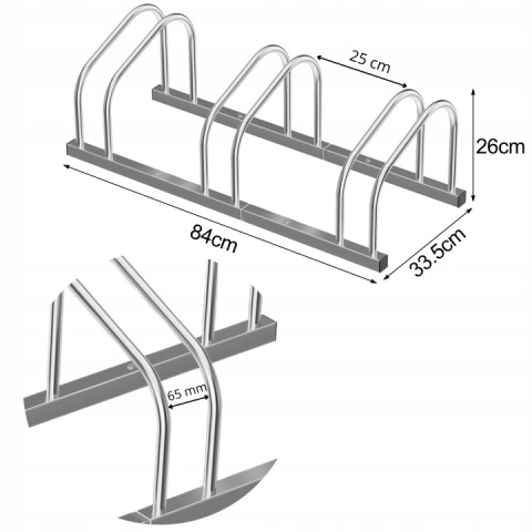 Stojak na rower rowery 3 stanowiska stal ocynkowana 84x33,5x26 cm
