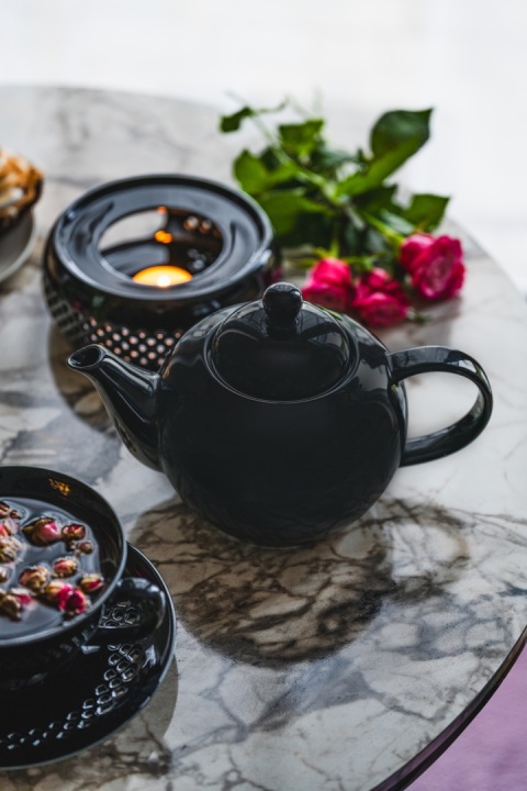Dzbanek czarny ceramiczny imbryk do herbaty z zaparzaczem 0,95 l czajniczek Bisette