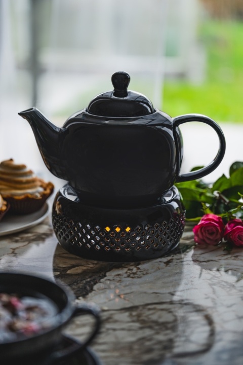 Dzbanek czarny ceramiczny imbryk do herbaty z zaparzaczem 0,95 l czajniczek Bisette