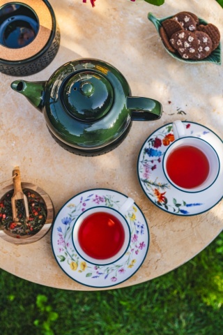 Dzbanek imbryk ceramiczny do herbaty z sitkiem 0,95 l czajniczek Bisette ciemno zielony
