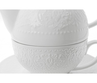 Imbryk dzbanek filiżanka zestaw tea for one biały do herbaty Alice na urodziny