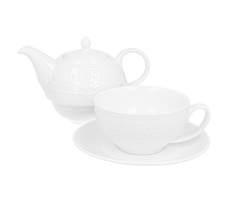 Imbryk dzbanek filiżanka zestaw tea for one biały do herbaty Alice na urodziny