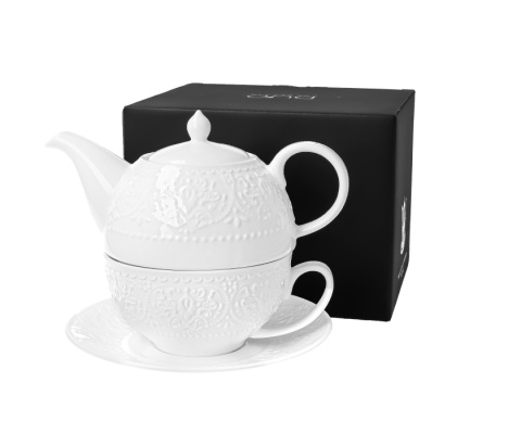 Imbryk dzbanek filiżanka zestaw tea for one biały do herbaty Alice na urodziny