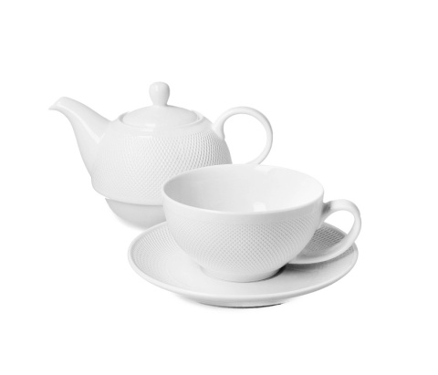Dzbanek filiżanka zestaw tea for one biały do herbaty Diamond na prezent