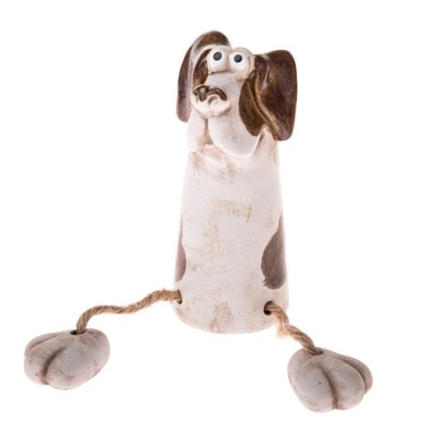 Ceramiczna figurka pies z wiszącymi nogami na prezent ozdoba na biurko