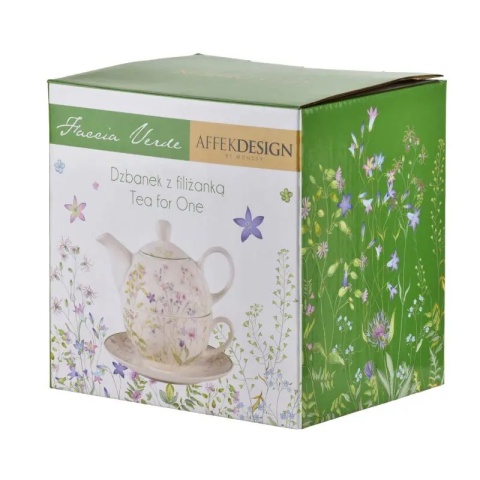 Filiżanka dzbanuszek komplet tea for one Faccia biały w kwiaty czajniczek porcelana