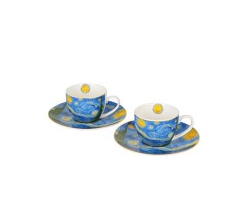 Filiżanki do espresso zestaw 2 szt Gwiaździsta noc Starry night van Gogh na prezent