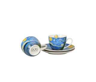 Filiżanki do espresso zestaw 2 szt Gwiaździsta noc Starry night van Gogh na prezent