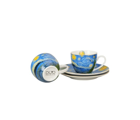 Filiżanki do espresso zestaw 2 szt Gwiaździsta noc Starry night van Gogh na prezent