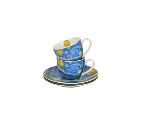 Filiżanki do espresso zestaw 2 szt Gwiaździsta noc Starry night van Gogh na prezent