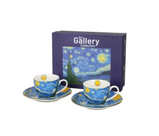 Filiżanki do espresso zestaw 2 szt Gwiaździsta noc Starry night van Gogh na prezent