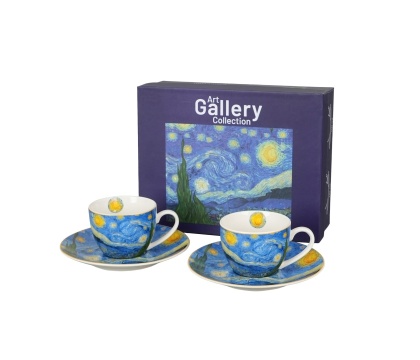 Filiżanki do espresso zestaw 2 szt Gwiaździsta noc Starry night van Gogh na prezent