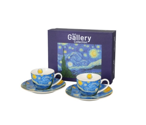 Filiżanki do espresso zestaw 2 szt Gwiaździsta noc Starry night van Gogh na prezent