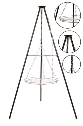 Trójnóg z rusztem do palenisk na ognisko 51 cm przenośny grill metalowa konstrukcja