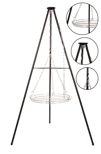 Trójnóg z rusztem do palenisk na ognisko 51 cm przenośny grill metalowa konstrukcja