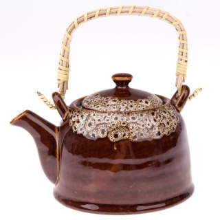 Dzbanek czajnik ceramiczny z sitkiem zaparzaczem orient brąz do herbaty na prezent