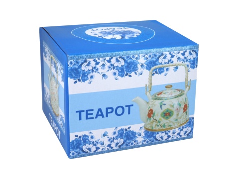Dzbanek ceramiczny z sitkiem zaparzaczem orient w kwiaty do herbaty na prezent