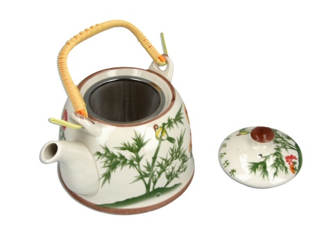 Dzbanek ceramiczny z sitkiem zaparzaczem orient w kwiaty do herbaty na prezent