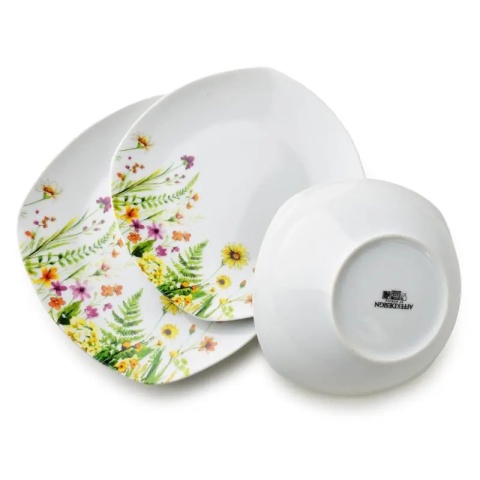 Komplet serwis obiadowy porcelana zestaw na prezent dla 6 osób lea gelb serwis w kwiaty