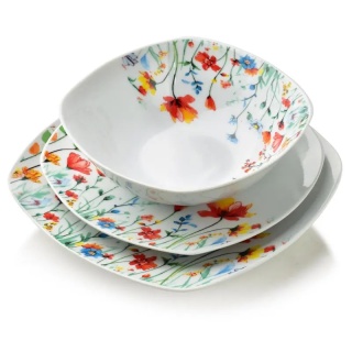 Serwis obiadowy komplet z porcelany zestaw na prezent dla 6 osób lea smooth serwis kwiaty