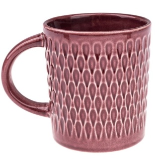 Kubek ceramiczny bordowy do kawy herbaty tłoczony wzór smocze łuski łezki na prezent