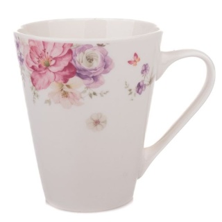Kubek porcelanowy biały w kolorowe kwiaty do herbaty kawy na dzień kobiet