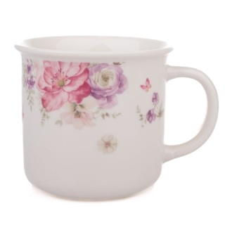 Kubek do herbaty kawy biały w kolorowe kwiaty porcelanowy na dzień kobiet