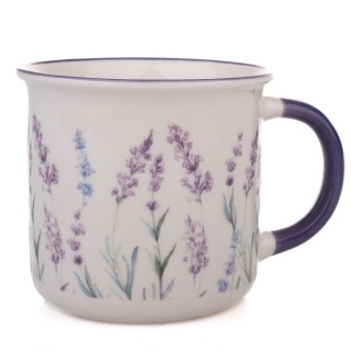 Kubek lawenda do herbaty kawy biały porcelanowy kwiaty na prezent urodzinowy