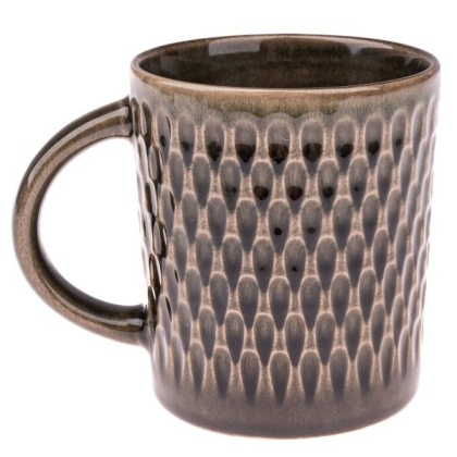 Kubek ceramiczny do kawy herbaty tłoczony wzór smocze łuski łezki brązowy dla mężczyzny