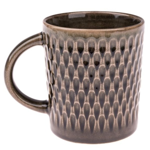 Kubek ceramiczny do kawy herbaty tłoczony wzór smocze łuski łezki brązowy dla mężczyzny