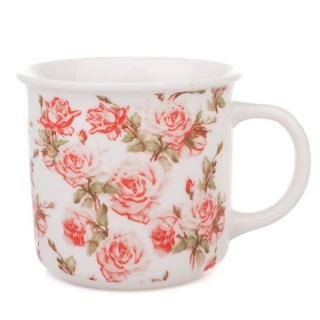 Kubek w róże do herbaty kawy biały porcelanowy kwiaty na urodziny