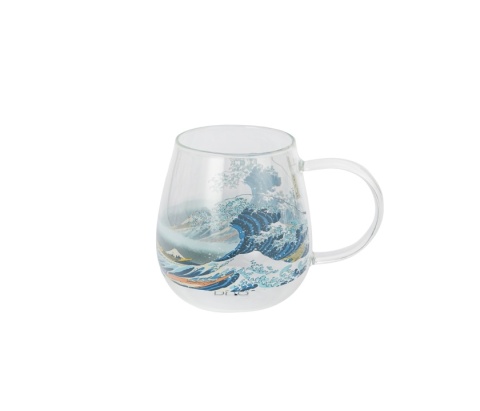 Kubek duży szklany baryłka do herbaty Great wave Hokusai wielka fala