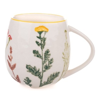 Kubek porcelanowy do herbaty kawy prezent na dzień kobiet 500ml tłoczony w kwiaty