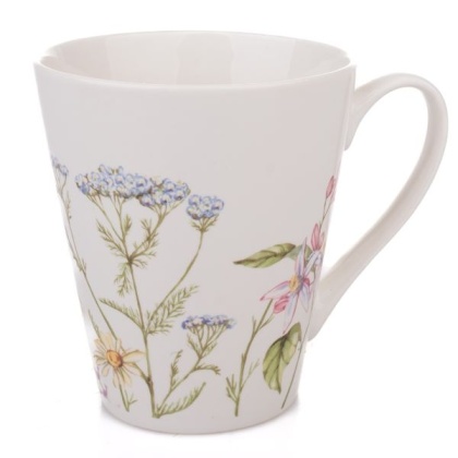Kubek biały w kolorowe kwiaty do herbaty kawy porcelana na dzień kobiet