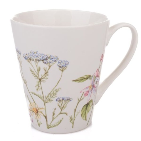 Kubek biały w kolorowe kwiaty do herbaty kawy porcelana na dzień kobiet