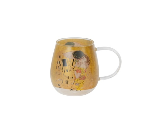 Szklany kubek baryłka do herbaty Klimt Pocałunek the kiss classic