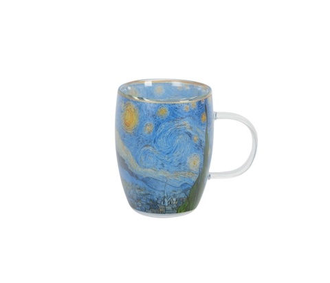 Szklany kubek podwójna ścianka Gogh Starry night do herbaty gwiaździsta noc