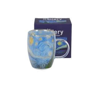 Szklany kubek podwójna ścianka Gogh Starry night do herbaty gwiaździsta noc