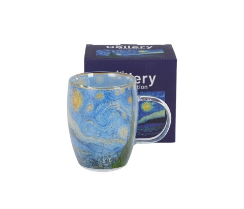 Szklany kubek podwójna ścianka Gogh Starry night do herbaty gwiaździsta noc