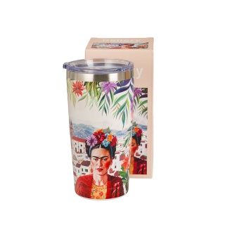 Kubek termiczny Frida Kahlo na herbatę termos prosty lekki na prezent Mexican art red
