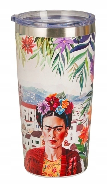 Kubek termiczny Frida Kahlo na herbatę termos prosty lekki na prezent Mexican art red