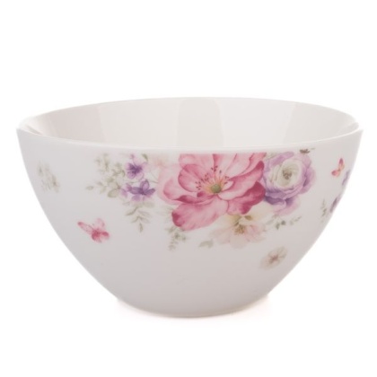 Miseczka do zupy porcelanowa miska 500ml obiadowa biała w kwiaty do deserów