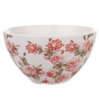 Miska do zupy porcelanowa miseczka 500ml obiadowa biała w róże do deserów