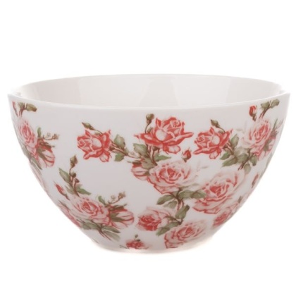 Miska do zupy porcelanowa miseczka 500ml obiadowa biała w róże do deserów